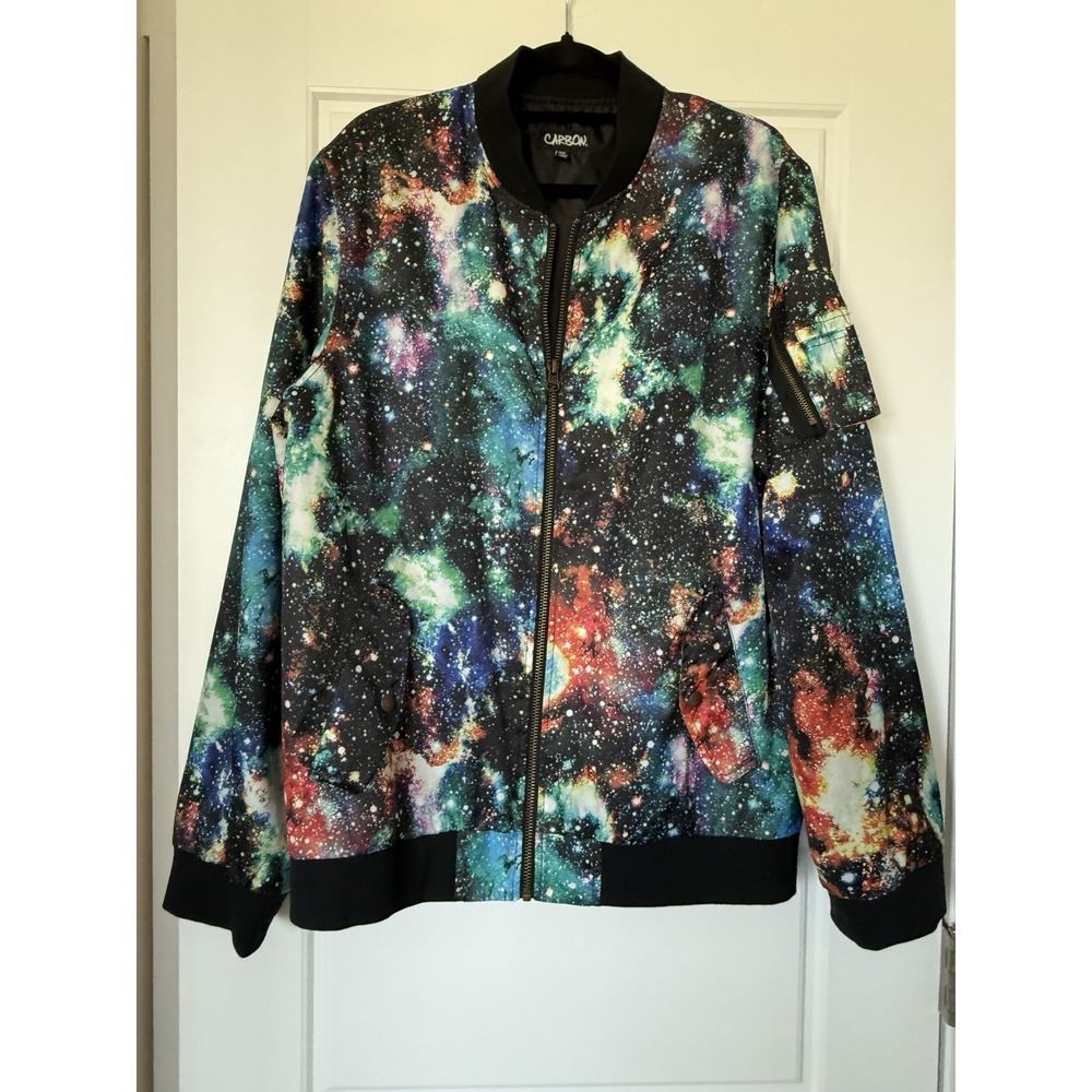 Carbon Men's XL Full Zip Galaxy Windbreaker Jacket Lightweight NWOT New